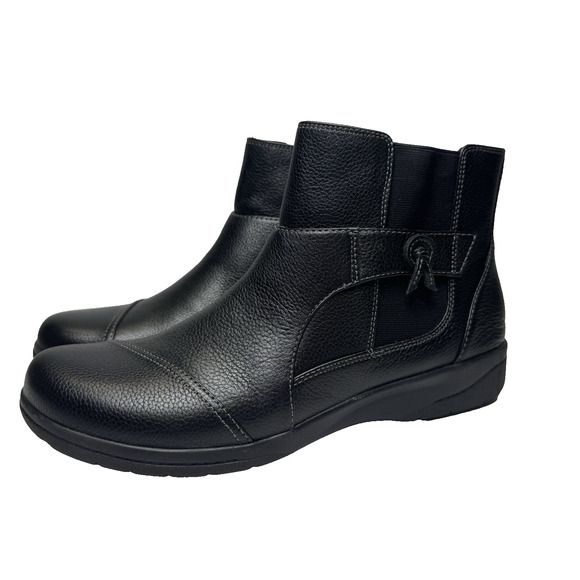 Clarks Cheyn Ankle Boots Womens Size 10 M Black Leather Side Zip Comfort Booties - Picture 1 of 11